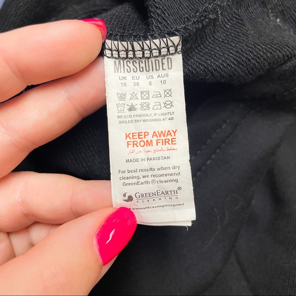 Missguided Black Ribbed Crewneck Sweatshirt Dress Womens Size 6 - Picture 8 of 9